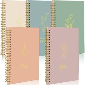 Gueevin 5 Pack Spiral Notebook Aesthetic School Supplies A5 College Ruled 160 Pages/ 80 Sheets Cute Notebook for Work Students School Office Supplies (Floral,Christian)