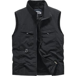 LOUECHY Men's Lightweight Golf Vest Full-Zip Windproof Sleeveless Jacket for Travel Hiking Running