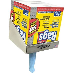 Pit Posse 474L Rag in a Box Dispenser Holder Storage Rack Organizer - Made in USA - Paper Towel Garage Enclosed Race Trailer Shop Storage Workspace Aluminum - Large Size - 350 Count Size Box (Silver)