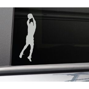 Basketball Player Vinyl Decal Laptop Car Truck Bumper Window Sticker, 7.25" x 2.5", Gray