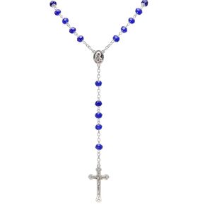 Handmade Crucifix Catholic Rosary Necklace Black Crystals Beaded, 30+6 Inches