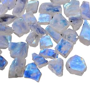 GEMKORA 30 carats Natural Rainbow Moonstone Rough Gemstone, June Birthstone, Raw Crystals Rock, Jewelry Making Supplies, Chakra Healing Gift, Crafts & DIY Stone, 14 to 18mm, 3pcs