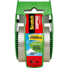 Scotch Greener Commercial Grade Shipping Packaging Tape, 1.88" x 700", For Tough, Industrial Use, 1 Dispensered Roll (175G)