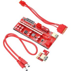 بطاقة رسومات MECCANIXITY PCI-E 1X إلى 16X بطاقة محول موسع سريع مع سلك طاقة USB3.0 6P عرض درجة حرارة الواجهة للكمبيوتر وسطح المكتب in Kuwait