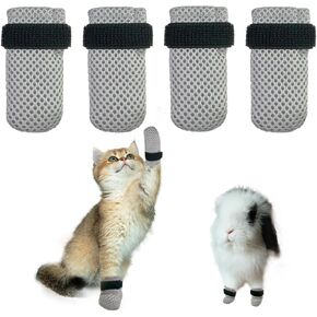 Esamploe 4 PCS Cat Mittens to Prevent Scratching,Mesh Breathable Cat Shoes,Adjustable Cat Anti Scratch Gloves,Suitable for Cats When Bathing and Nail Trimming(S,Black)