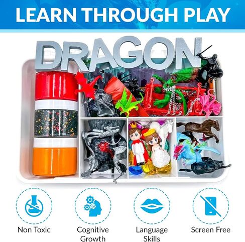 Dragon Sensory Kit - Playdough Set with 3 Jars of Non-Toxic Sensory Dough. Build Cognitive Development and Fine Motor Skills, Tactile Activities for On The Go, Sensory Toys for Preschoolers and Kids in Saudi Arabia