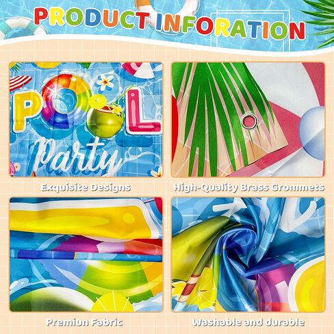 NUTTYBASH Summer Party Decorations, Pool Party Decorations, Pool Banner Backdrop Party Decorations for Kids, Summer Pool Party Supplies for Summer Holiday Indoor Outdoor in Kuwait