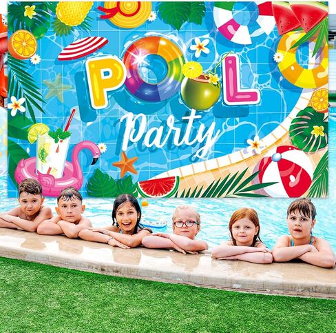 NUTTYBASH Summer Party Decorations, Pool Party Decorations, Pool Banner Backdrop Party Decorations for Kids, Summer Pool Party Supplies for Summer Holiday Indoor Outdoor in Kuwait