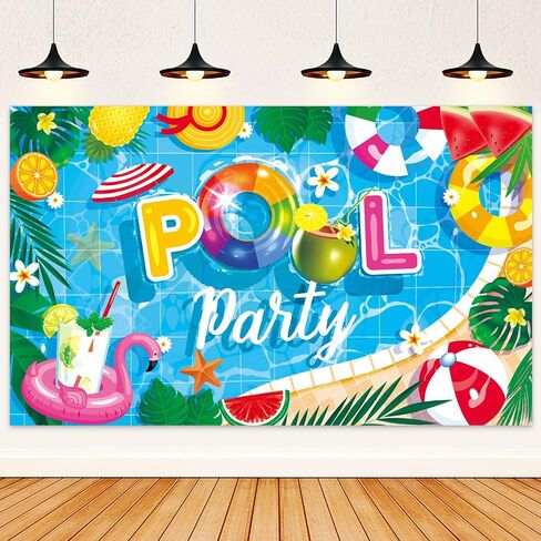 NUTTYBASH Summer Party Decorations, Pool Party Decorations, Pool Banner Backdrop Party Decorations for Kids, Summer Pool Party Supplies for Summer Holiday Indoor Outdoor in Kuwait