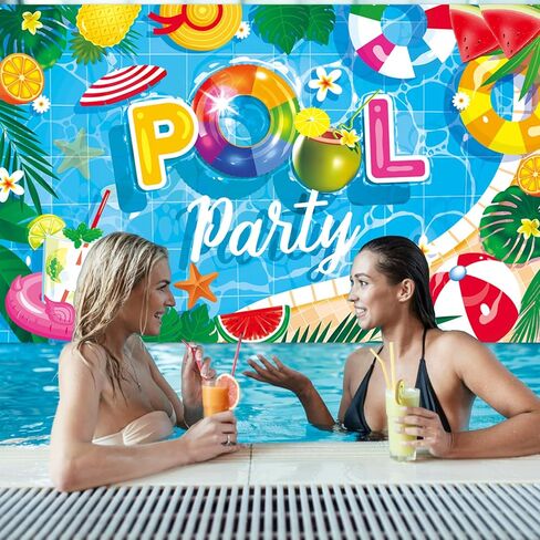 NUTTYBASH Summer Party Decorations, Pool Party Decorations, Pool Banner Backdrop Party Decorations for Kids, Summer Pool Party Supplies for Summer Holiday Indoor Outdoor in Kuwait