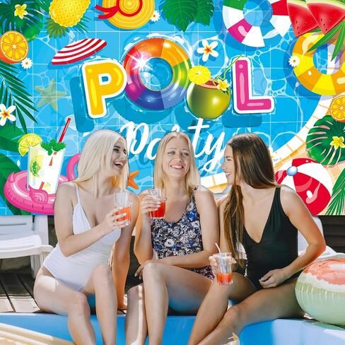 NUTTYBASH Summer Party Decorations, Pool Party Decorations, Pool Banner Backdrop Party Decorations for Kids, Summer Pool Party Supplies for Summer Holiday Indoor Outdoor in Kuwait