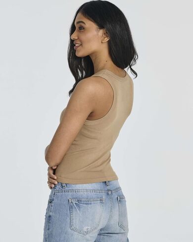 Real Essentials 5 Pack: Women's Seamless Ribbed Sleeveless Cropped Scoop Neck Tank Top - Casual Crop Top in Saudi Arabia