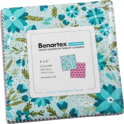 Shelley Cavanna Secret Garden 5X5 Pack 42 5 بوصة مربعات سحرية Benartex in Saudi Arabia