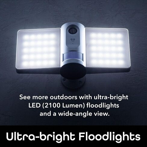 كاميرا أمان Geeni Sentry Wi-Fi لاسلكية ذكية Floodlight، صوت ثنائي الاتجاه، إنذار مستشعر الحركة، تسجيل الصوت والفيديو، تعمل مع Alexa وHey Google in Kuwait