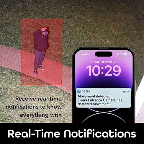 كاميرا أمان Geeni Sentry Wi-Fi لاسلكية ذكية Floodlight، صوت ثنائي الاتجاه، إنذار مستشعر الحركة، تسجيل الصوت والفيديو، تعمل مع Alexa وHey Google in Kuwait