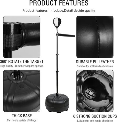 VEOCORE Freestanding Boxing Bar, Height Adjustable Boxing Spinning Bar, Boxing Speed Trainer Boxing Equipment for MMA Training, Stress Relief & Fitness - Black & White in Kuwait