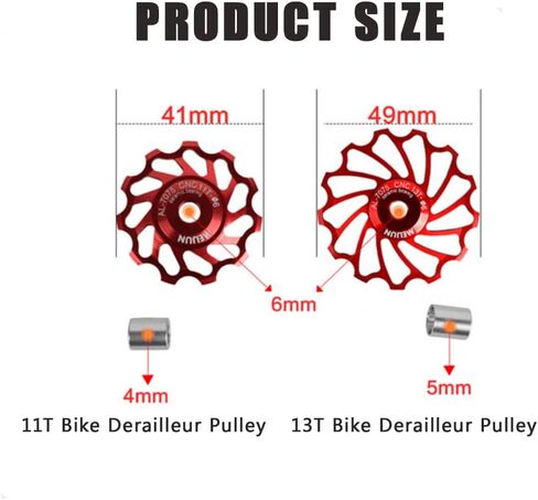 Rear Derailleur Pulley, Ceramic Bearing Jockey Wheel Pulley Aluminium Alloy Roller for MTB Bike and Road Mountain Bike, Support 7/8/9/10 Speed in Saudi Arabia