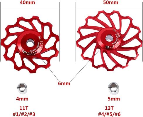 Rear Derailleur Pulley, Ceramic Bearing Jockey Wheel Pulley Aluminium Alloy Roller for MTB Bike and Road Mountain Bike, Support 7/8/9/10 Speed in Saudi Arabia