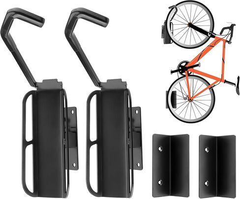 Jonkehai دوارة دراجة جدار جبل 2 حزمة دراجة رف المرآب مع علبة الإطارات العمودية دراجة تخزين الرف الدراجة شماعات للمرآب دراجة رف هوك للمرآب دراجة جدار جبل دراجة جدار الرف in Kuwait