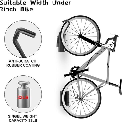 Jonkehai دوارة دراجة جدار جبل 2 حزمة دراجة رف المرآب مع علبة الإطارات العمودية دراجة تخزين الرف الدراجة شماعات للمرآب دراجة رف هوك للمرآب دراجة جدار جبل دراجة جدار الرف in Kuwait