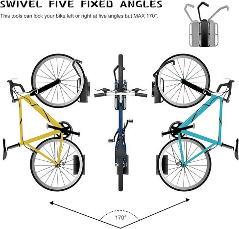 Jonkehai دوارة دراجة جدار جبل 2 حزمة دراجة رف المرآب مع علبة الإطارات العمودية دراجة تخزين الرف الدراجة شماعات للمرآب دراجة رف هوك للمرآب دراجة جدار جبل دراجة جدار الرف in Kuwait