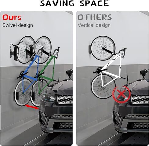 Jonkehai دوارة دراجة جدار جبل 2 حزمة دراجة رف المرآب مع علبة الإطارات العمودية دراجة تخزين الرف الدراجة شماعات للمرآب دراجة رف هوك للمرآب دراجة جدار جبل دراجة جدار الرف in Kuwait