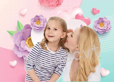 Dudaacvt 7x5ft Happy Mother's Day Backdrops Love Heart Photography Background Flower Backdrop Photography Studio Mother's Day Backdrops Photo Studio Props D162 in Saudi Arabia