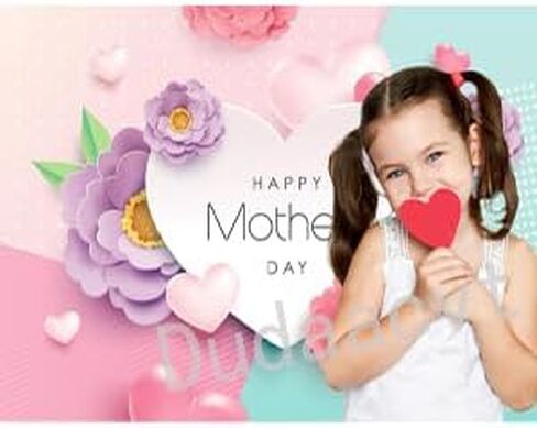 Dudaacvt 7x5ft Happy Mother's Day Backdrops Love Heart Photography Background Flower Backdrop Photography Studio Mother's Day Backdrops Photo Studio Props D162 in Saudi Arabia