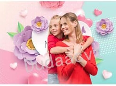 Dudaacvt 7x5ft Happy Mother's Day Backdrops Love Heart Photography Background Flower Backdrop Photography Studio Mother's Day Backdrops Photo Studio Props D162 in Saudi Arabia