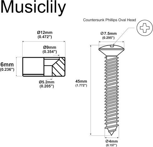 Musiclily Pro 12 مم حلقات تثبيت على رقبة الجيتار الصلب وبطانات ومسامير لمفاصل الرقبة للجيتار الكهربائي، أسود (مجموعة من 4) in Saudi Arabia