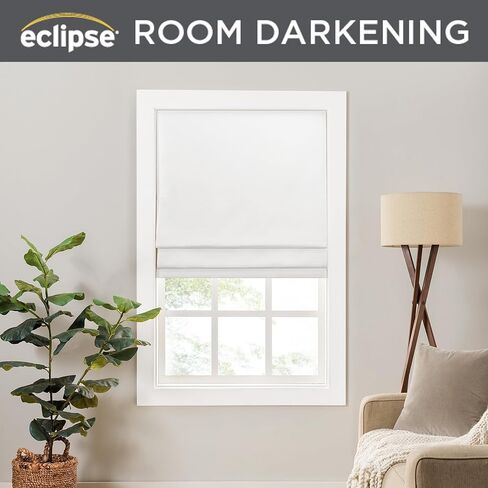 ظلال رومانية لاسلكية من Eclipse Lane للنوافذ، تعتيم الغرفة، 47 بوصة عرض × 64 بوصة طول، تقليل الضوضاء وعلاجات النوافذ الموفرة للطاقة لغرفة المعيشة أو غرفة النوم أو المكتب، أبيض in Kuwait