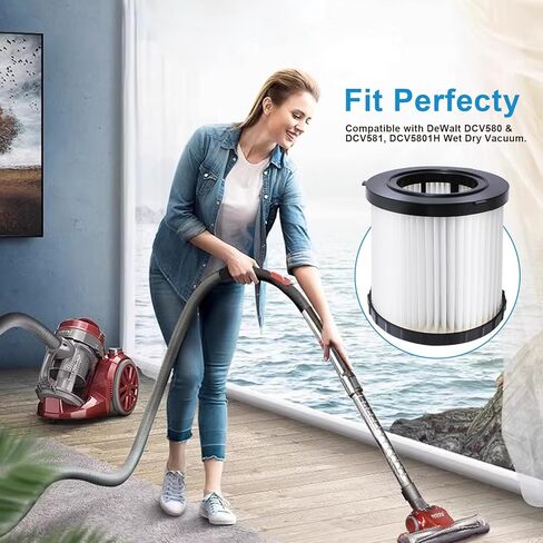 فلتر بديل للمكنسة الكهربائية DCV580 DCV581H متوافق مع Dewalt DCV580 وDCV581H، قابل للغسل وإعادة الاستخدام، عبوتان in Kuwait