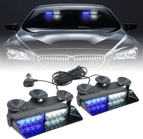 LITUPDAW 2 in 1 LED Emergency Strobe Lights for Vehicles Front/Rear Windshield with Suction Cups,Dash Deck Safety Flashing Hazard Warning Light for Police Trucks,Cars (Red/Blue) in Saudi Arabia