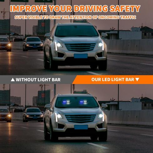 LITUPDAW 2 in 1 LED Emergency Strobe Lights for Vehicles Front/Rear Windshield with Suction Cups,Dash Deck Safety Flashing Hazard Warning Light for Police Trucks,Cars (Red/Blue) in Saudi Arabia