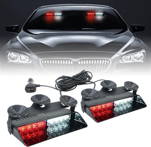 LITUPDAW 2 in 1 LED Emergency Strobe Lights for Vehicles Front/Rear Windshield with Suction Cups,Dash Deck Safety Flashing Hazard Warning Light for Police Trucks,Cars (Red/Blue) in Saudi Arabia