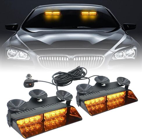 LITUPDAW 2 in 1 LED Emergency Strobe Lights for Vehicles Front/Rear Windshield with Suction Cups,Dash Deck Safety Flashing Hazard Warning Light for Police Trucks,Cars (Red/Blue) in Saudi Arabia