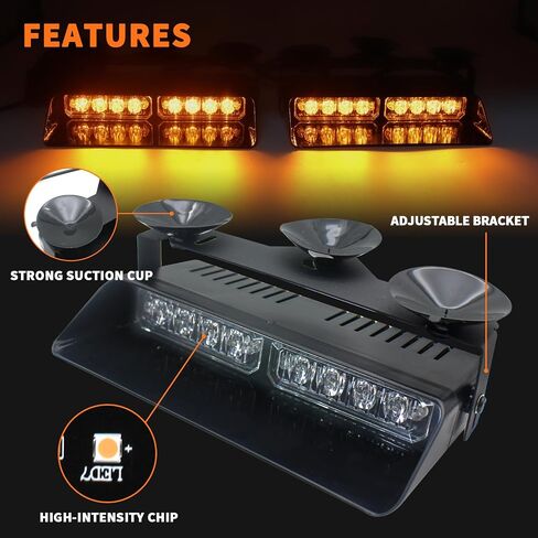 LITUPDAW 2 in 1 LED Emergency Strobe Lights for Vehicles Front/Rear Windshield with Suction Cups,Dash Deck Safety Flashing Hazard Warning Light for Police Trucks,Cars (Red/Blue) in Saudi Arabia