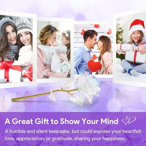 Rainbow Artificial Rose Flower Gifts for Mom with Gold Foil Stem&Ceramic Vase for Mother‘s Day for Her, Girlfriend, Rose Gifts for Women, Wife , Unique Gifts for Birthday Anniversary Mother's Day in Saudi Arabia