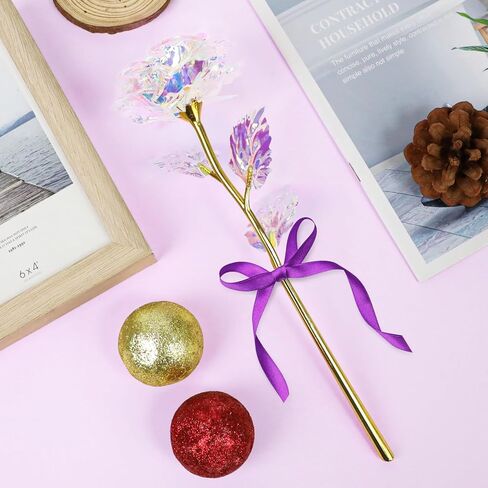 Rainbow Artificial Rose Flower Gifts for Mom with Gold Foil Stem&Ceramic Vase for Mother‘s Day for Her, Girlfriend, Rose Gifts for Women, Wife , Unique Gifts for Birthday Anniversary Mother's Day in Saudi Arabia