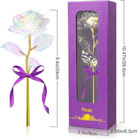Rainbow Artificial Rose Flower Gifts for Mom with Gold Foil Stem&Ceramic Vase for Mother‘s Day for Her, Girlfriend, Rose Gifts for Women, Wife , Unique Gifts for Birthday Anniversary Mother's Day in Saudi Arabia