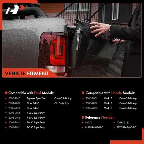 مقبض مزلاج الباب الخلفي الممتاز مع فتحة مفتاح متوافقة مع Ford F150 2004-2014، F250 F350 F450 F550 Super Duty & Lincoln Mark LT 2006-2008، استبدال # 4L3Z-9943400-AAA، 8L3Z-9943400-AA in Saudi Arabia