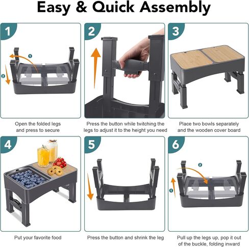 HIKEOUT Small Folding Camping Table Portable, Adjustable Height Mini Camping Table with Two Storage Bowl, Lightweight Beach Table for Outdoor, Cooking, Picnic, Grill, Camp, Fishing, Travel in Saudi Arabia