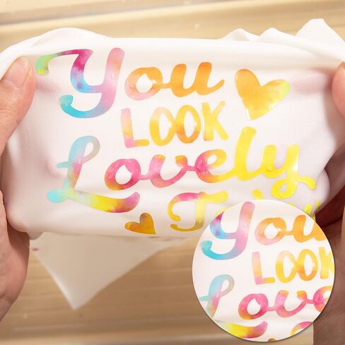 WRAPXPERT نقل الحرارة الفينيل HTV قوس قزح ألوان مائية أصفر 10 بوصة × 6 قدم حديد على لفافة الفينيل للملابس التي شيرت DIY in Kuwait