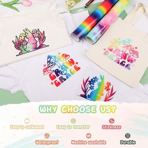 WRAPXPERT نقل الحرارة الفينيل HTV قوس قزح ألوان مائية أصفر 10 بوصة × 6 قدم حديد على لفافة الفينيل للملابس التي شيرت DIY in Kuwait