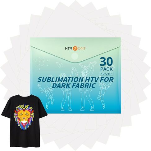 HTVRONT Sublimation HTV للنسيج الداكن/النسيج الخفيف 30 حزمة - 12 * 10 بوصة من الفينيل التسامي غير اللامع - فراغات التسامي للقمصان/القبعة/الوسادة/الحقيبة in Kuwait