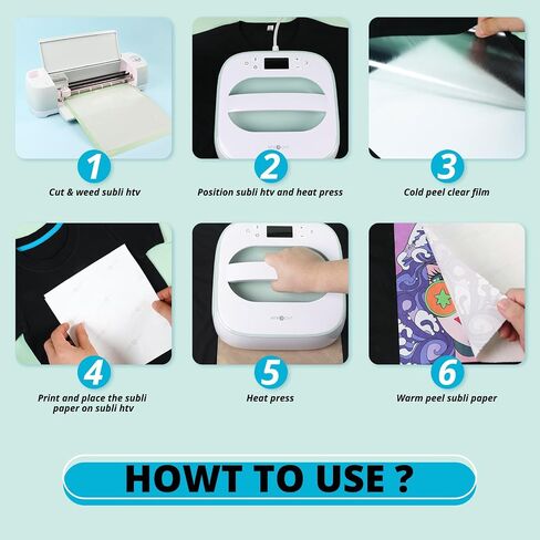 HTVRONT Sublimation HTV للنسيج الداكن/النسيج الخفيف 30 حزمة - 12 * 10 بوصة من الفينيل التسامي غير اللامع - فراغات التسامي للقمصان/القبعة/الوسادة/الحقيبة in Kuwait