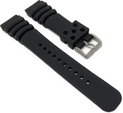 Bandini Mens Rubber Dive Watch Bands, Replacement Diver Watch Strap for Seiko and for Citizen Promaster - Curved Lines - 20mm, 22mm, Black, Blue, Green, Orange in Saudi Arabia