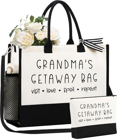 JSTUMB Birthday Gifts Women Canvas Tote Bag Mother's Day Gifts Friend Gifts Personalized Bride Wedding Beach Christmas Gifts in Saudi Arabia