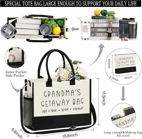 JSTUMB Birthday Gifts Women Canvas Tote Bag Mother's Day Gifts Friend Gifts Personalized Bride Wedding Beach Christmas Gifts in Saudi Arabia