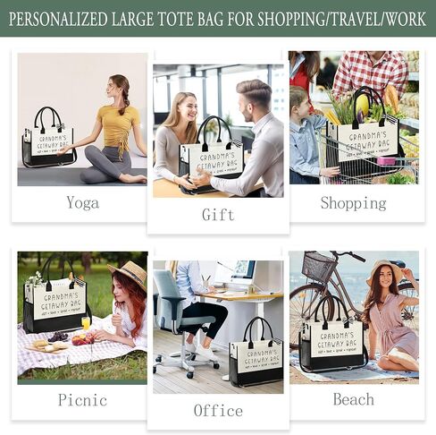 JSTUMB Birthday Gifts Women Canvas Tote Bag Mother's Day Gifts Friend Gifts Personalized Bride Wedding Beach Christmas Gifts in Saudi Arabia